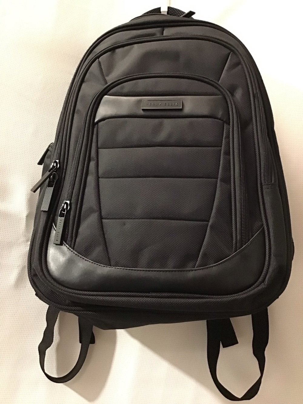 Perry Ellis Black Quilted-Panel Laptop Backpack